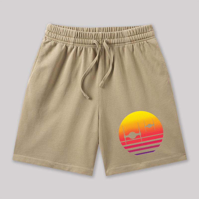 Tie Fighter Sunset Geeky Washed Shorts