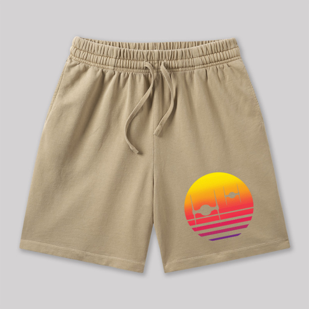 Tie Fighter Sunset Geeky Washed Shorts