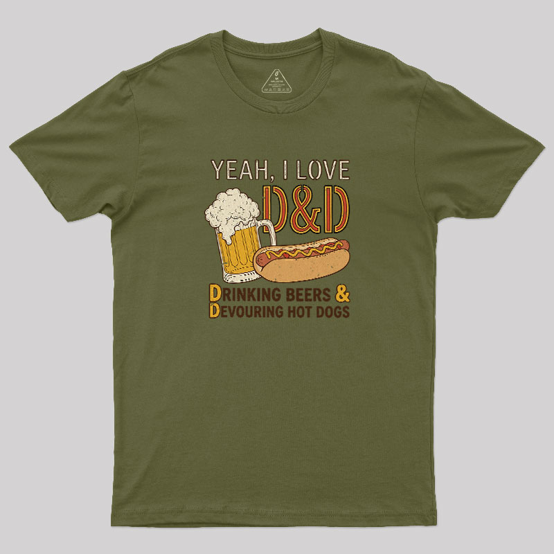 Drinking Beer Devouring Hot Dogs Geek T-Shirt