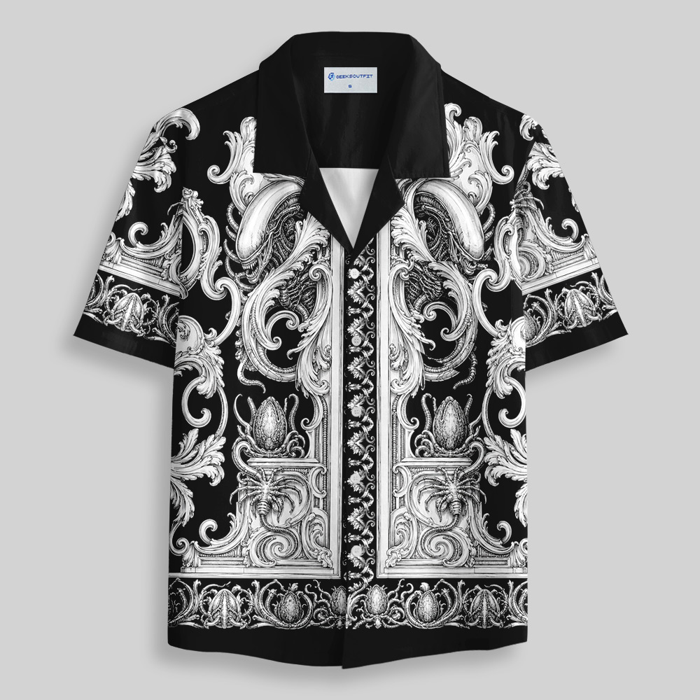 Gothic Baroque Biomechanical Button Up Pocket Shirt