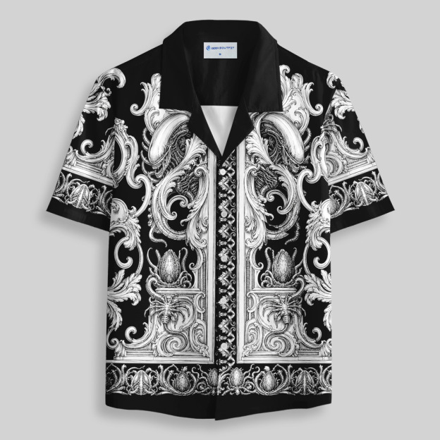 Gothic Baroque Biomechanical Button Up Pocket Shirt