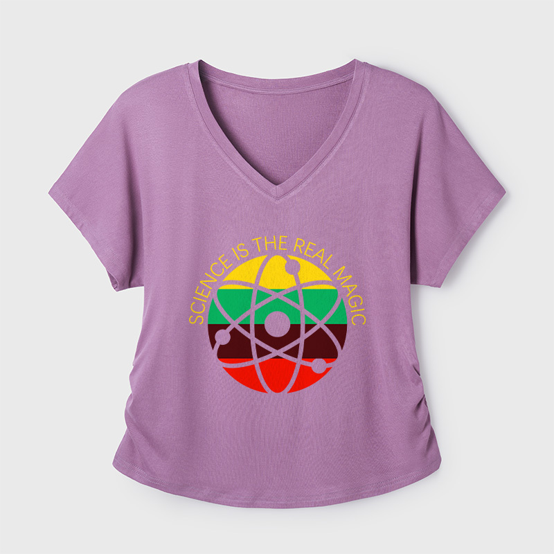 Science Is Real Geek Dolman Sleeve V-Neck Shirt