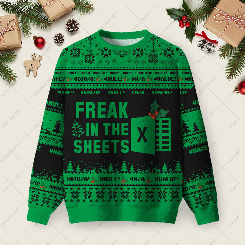 Geeksoutfit Freak in the Sheets Night Mode Ugly Christmas Fuzzy Fleece Sweatshirt for Sale
