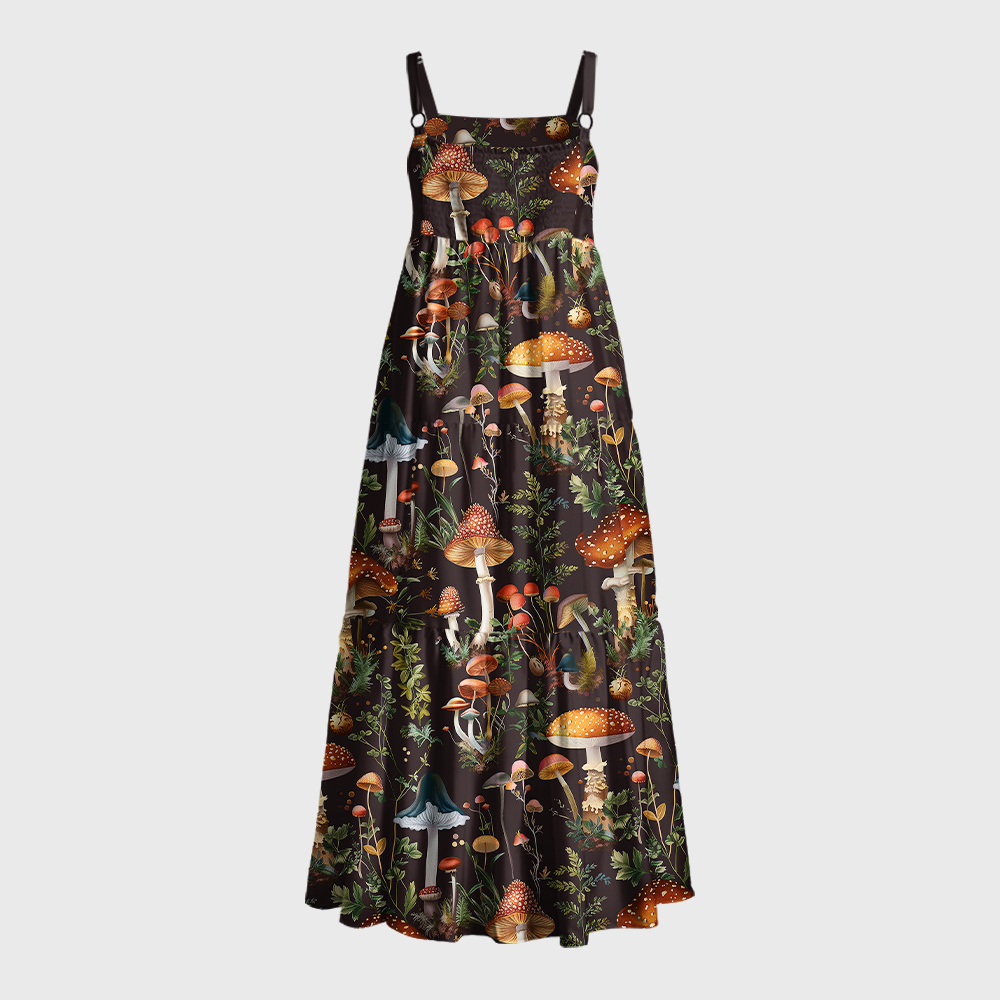 Mushroom Science Retro Geek Tiered Cami Maxi Dress