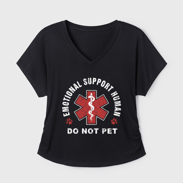 Emotional Support Human Geek Dolman Sleeve V-Neck Shirt
