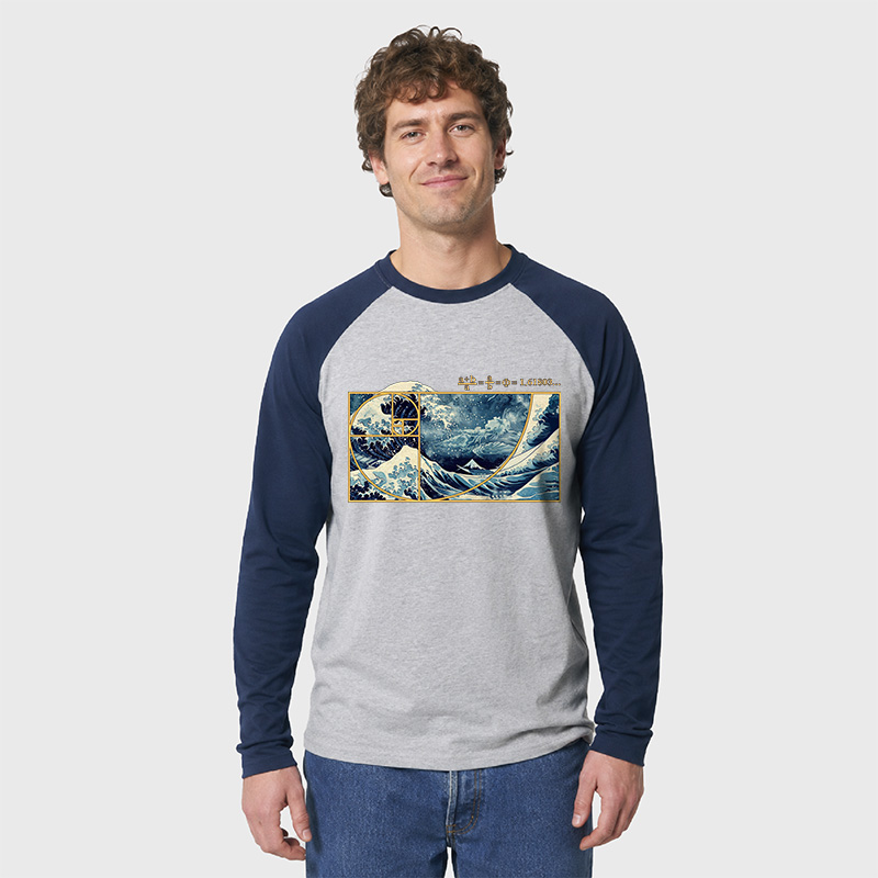 The Great Fibonacci Wave Geek Retro Raglan Long-Sleeve Tee