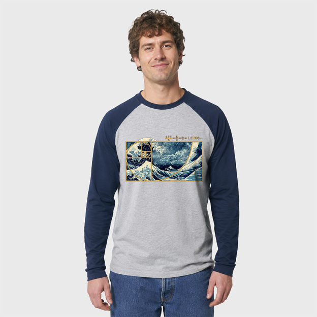 The Great Fibonacci Wave Geek Retro Raglan Long-Sleeve Tee
