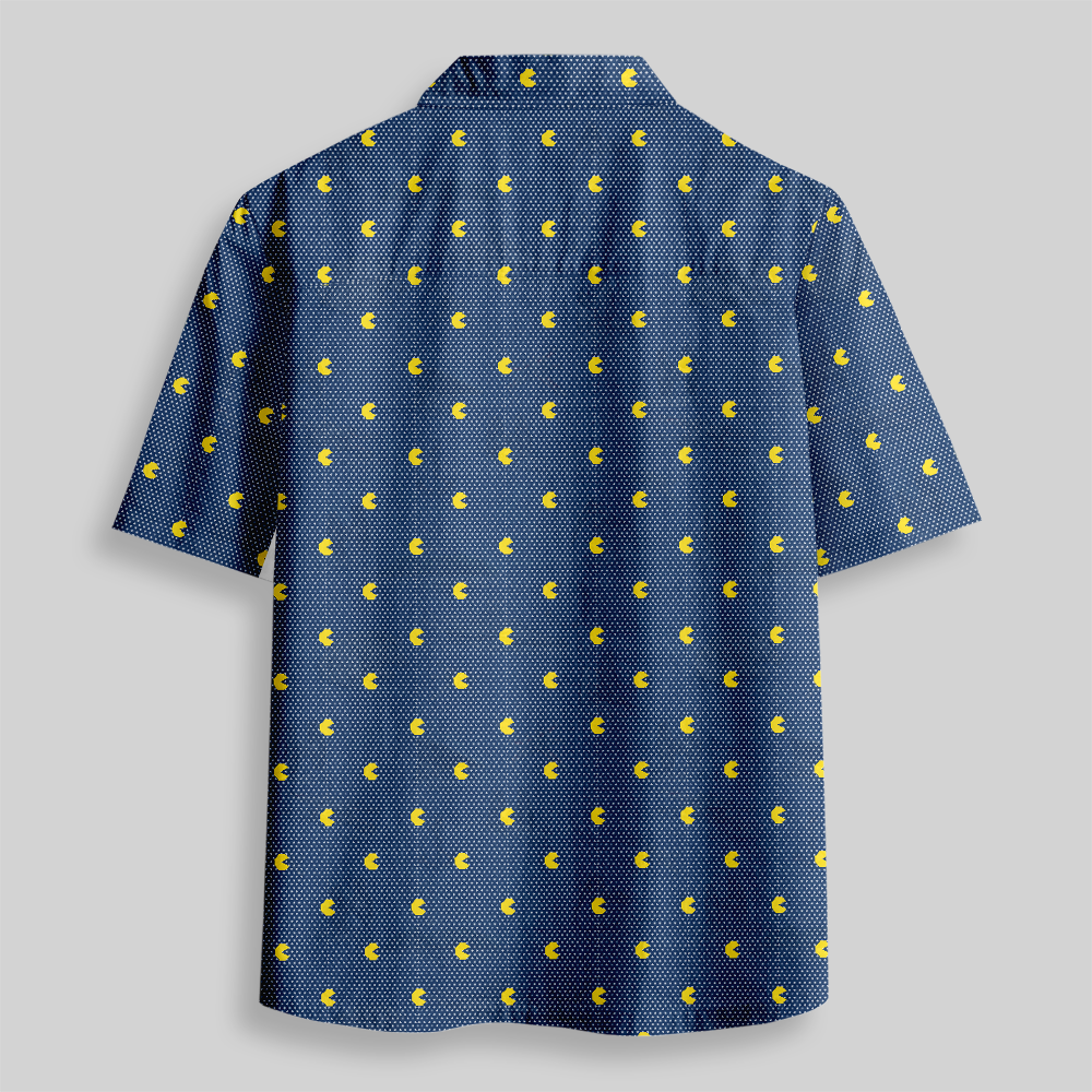 Retro Arcade Pixel Gamer Button Up Pocket Shirt