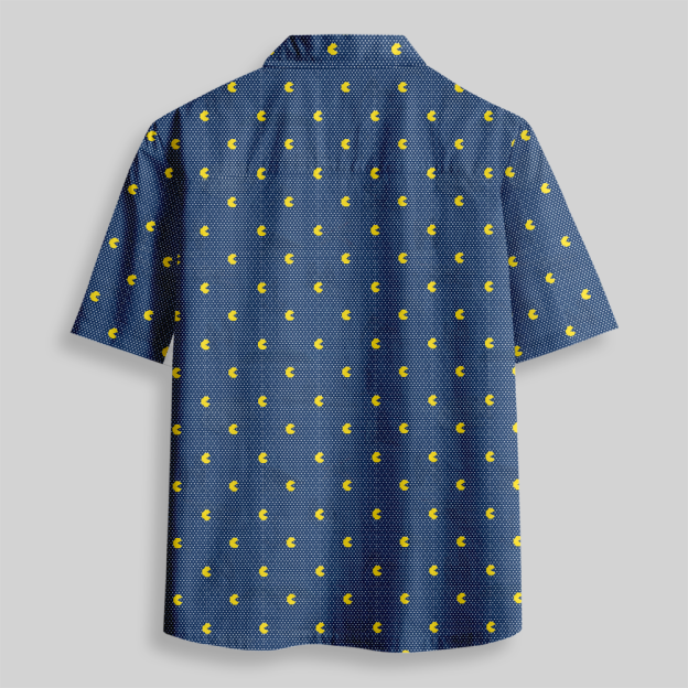 Retro Arcade Pixel Gamer Button Up Pocket Shirt