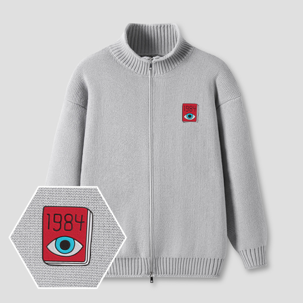 1984 Surveillance Embroidered?Full?Zip?Cardigan