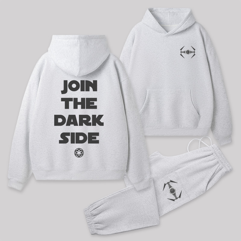 Join The Dark Side Front and Back Printed Geek Fleece Hoodie Set