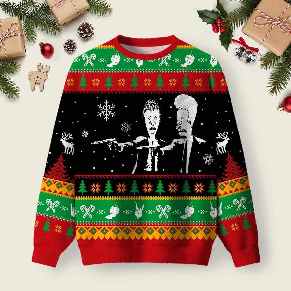 BNB  Nerd Ugly Christmas Fuzzy Fleece Sweatshirt