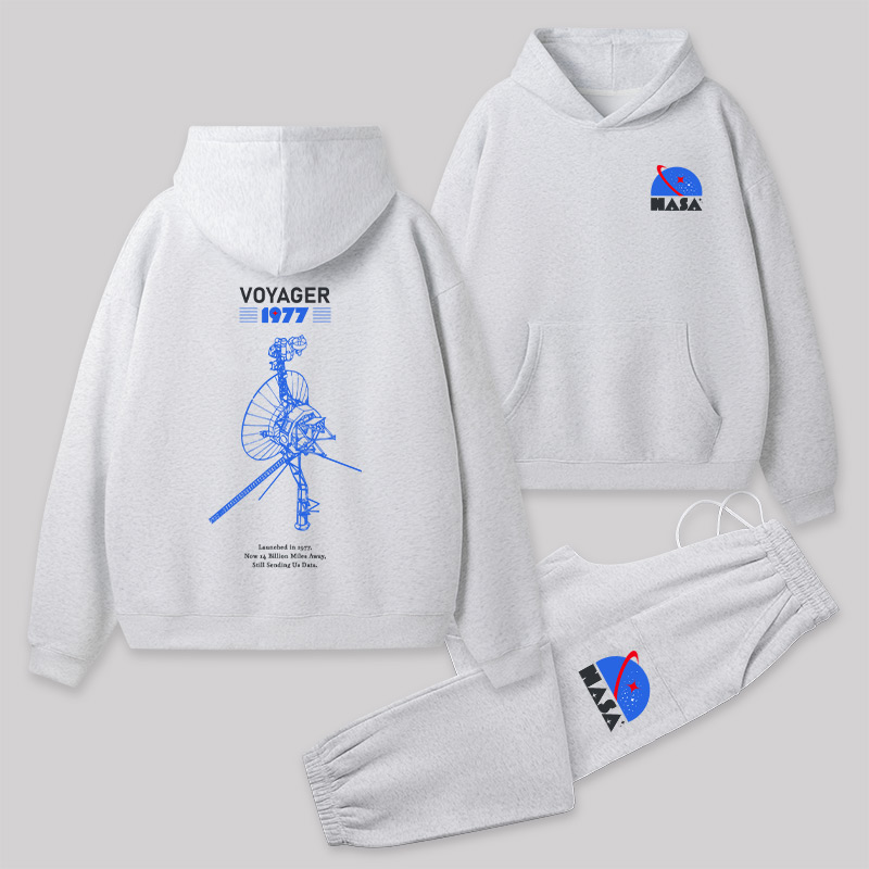 VOYAGER 1977 Front and Back Printed Geek Fleece Hoodie Set