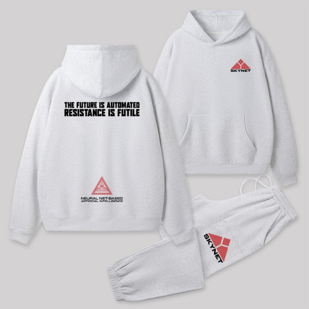 Skynet Front and Back Printed Geek Fleece Hoodie Set