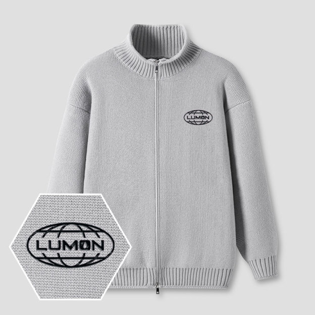 Lumon Embroidered Full‑Zip Cardigan