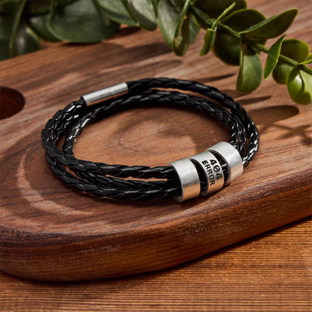 404 Error Geek Silver Bead Bracelet