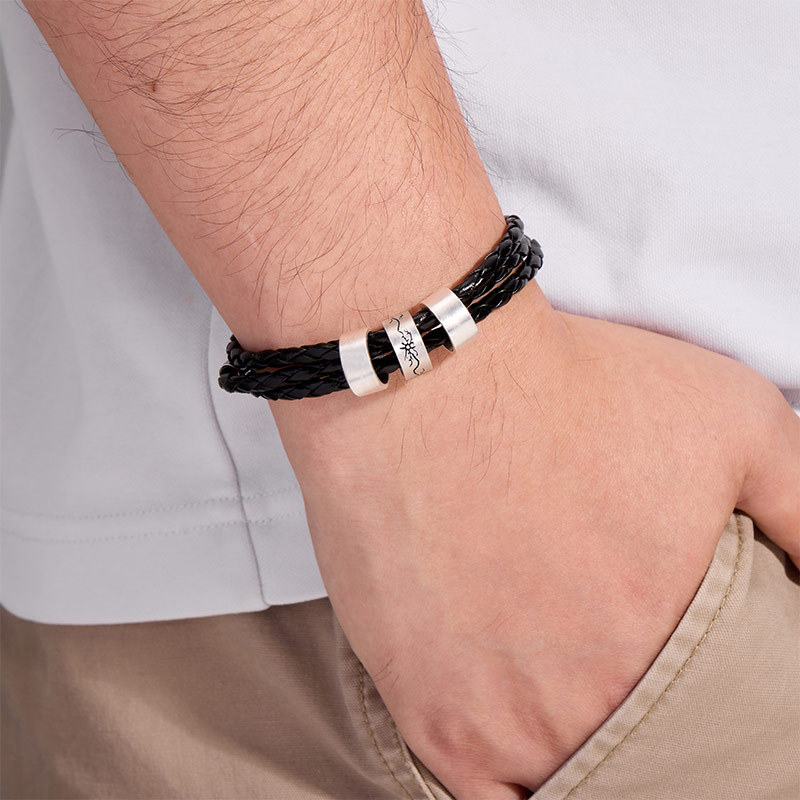 Neural Network Geek Silver Bead Bracelet