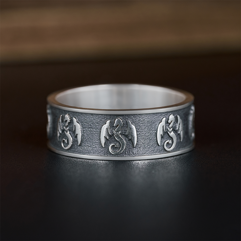 Dragon Sterling Silver Band Ring