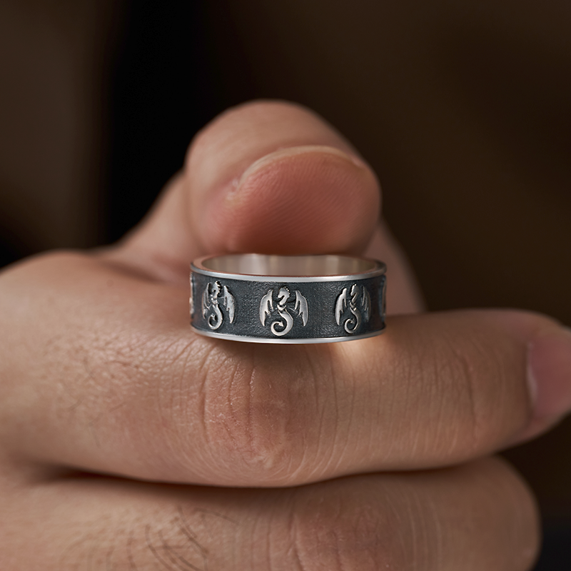 Dragon Sterling Silver Band Ring