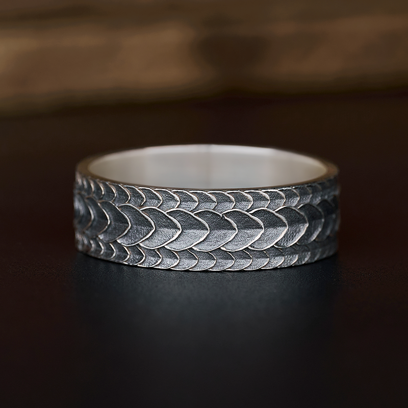 Dragon Scales Sterling Silver Band Ring