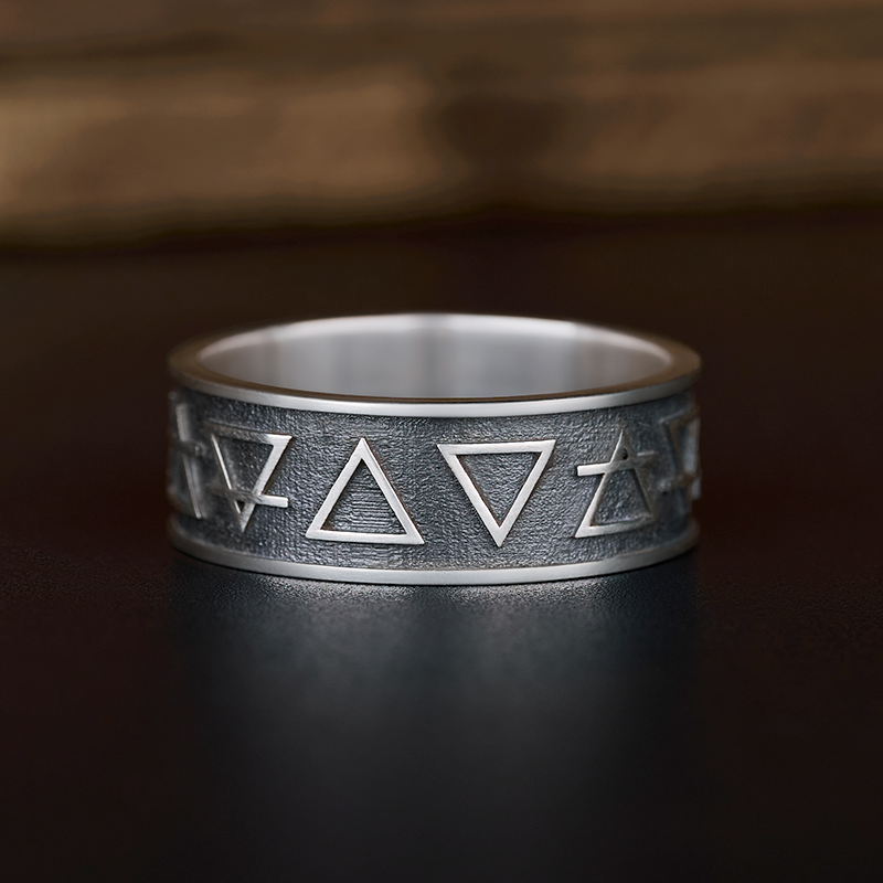 Earth Air Water Fire - Earth Planet Elements Sterling Silver Band Ring