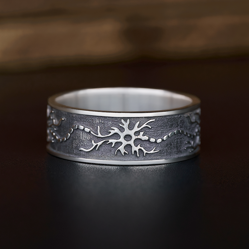 Neural Network Sterling Silver Band Ring