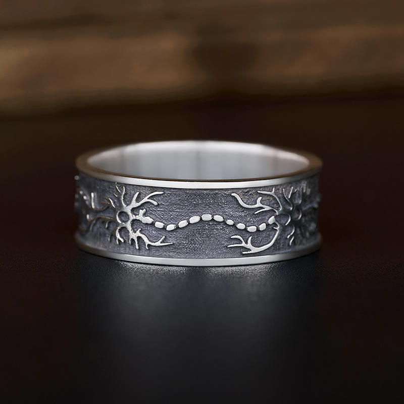 Neural Network Sterling Silver Band Ring