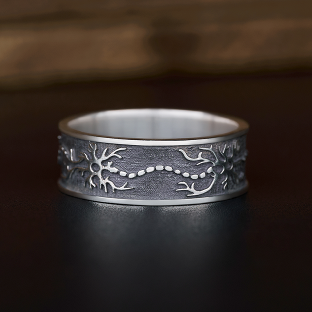 Neural Network Sterling Silver Band Ring