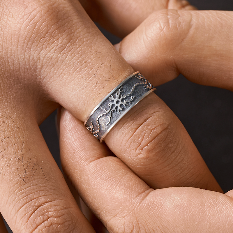Neural Network Sterling Silver Band Ring