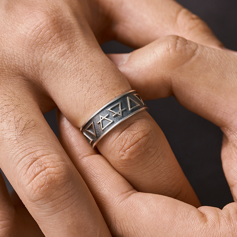 Earth Air Water Fire - Earth Planet Elements Sterling Silver Band Ring