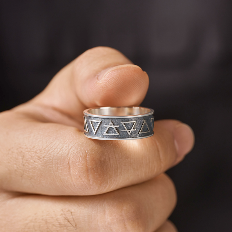 Earth Air Water Fire - Earth Planet Elements Sterling Silver Band Ring