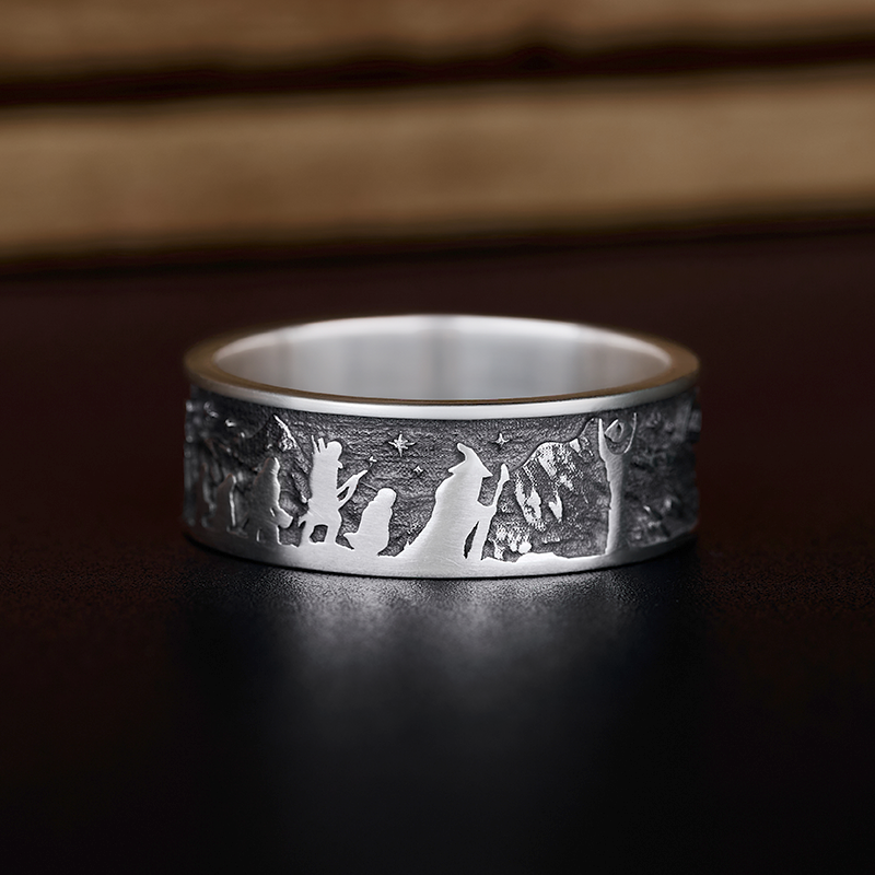 Geeksoutfit Lord of the Rings Sterling Silver Band Ring for Sale online