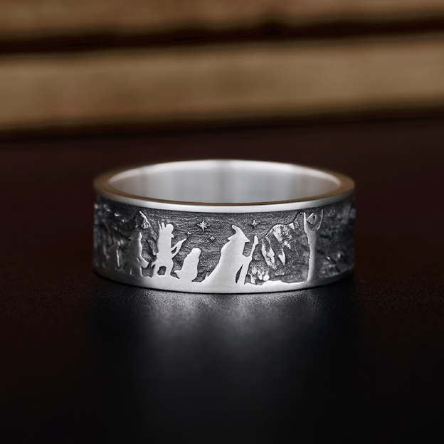 Lord of the Rings Sterling Silver Band Ring