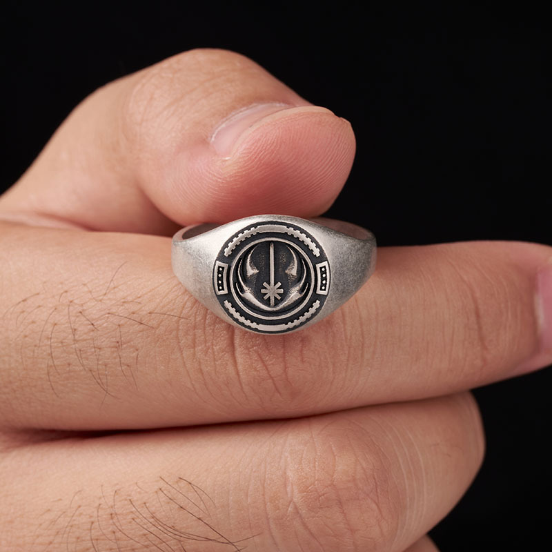 Jedi Knight Geek Silver Band Ring