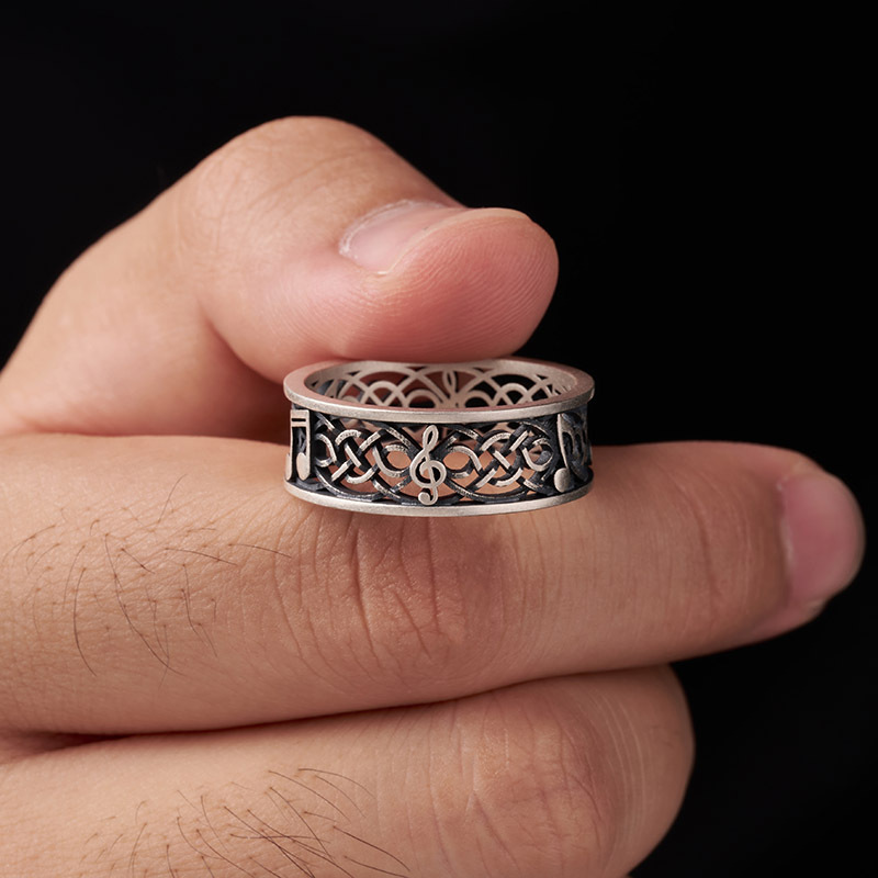 Love Music Geek Silver Band Ring