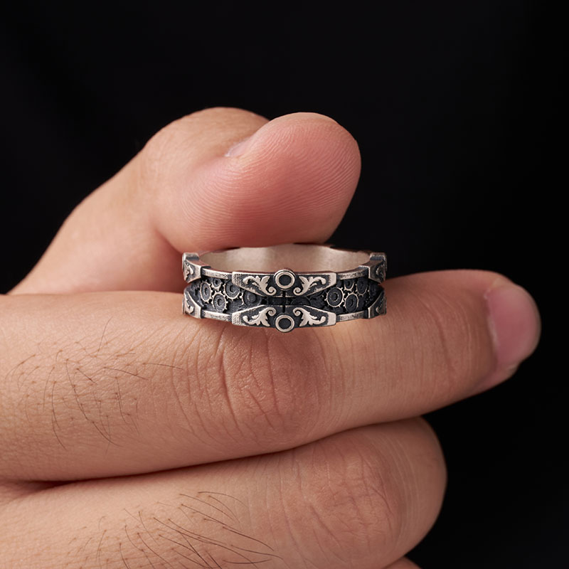 Steampunk Legacy Geek Silver Band Ring