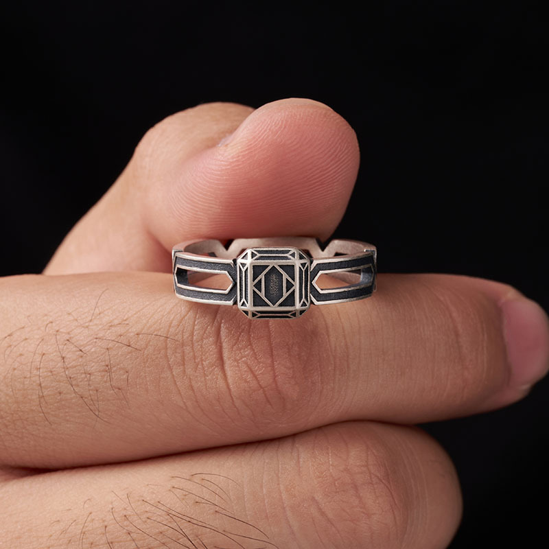 Fantasy Dwarf Geek Silver Band Ring