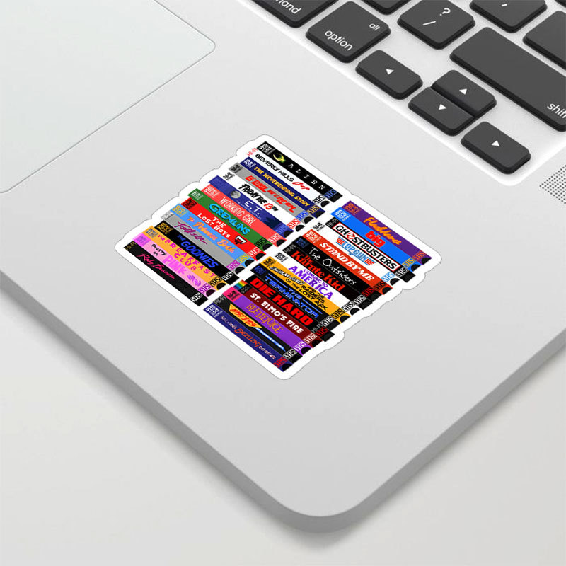 Retro 80s Movies VHS Stacks Geek Sticker for Sale online