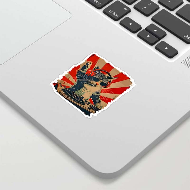 Rock Music Cat Vintage Geek Sticker