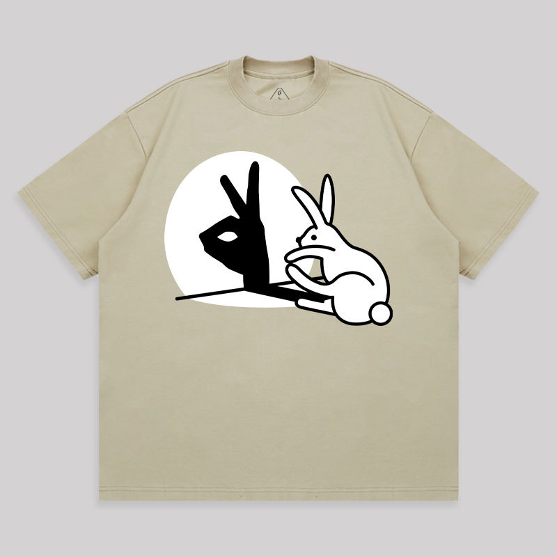 Funny Rabbit Hand Shadow Unisex Oversized T-shirt