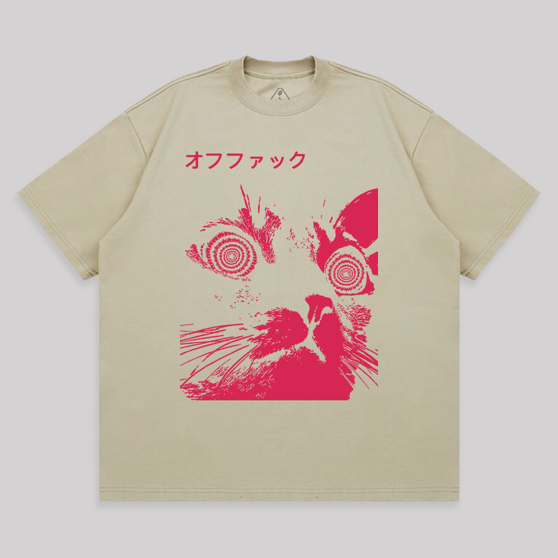 Vaporwave Cool Cat Unisex Oversized T-shirt
