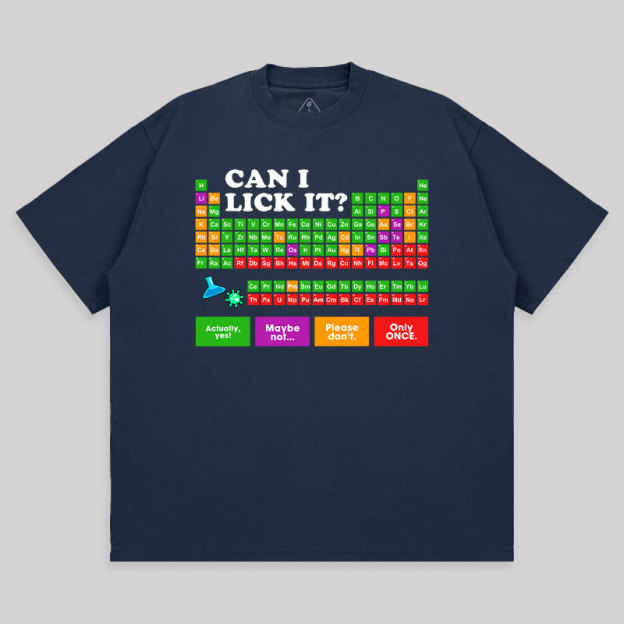 Can I Lick It Periodic Table Unisex Oversized T-shirt