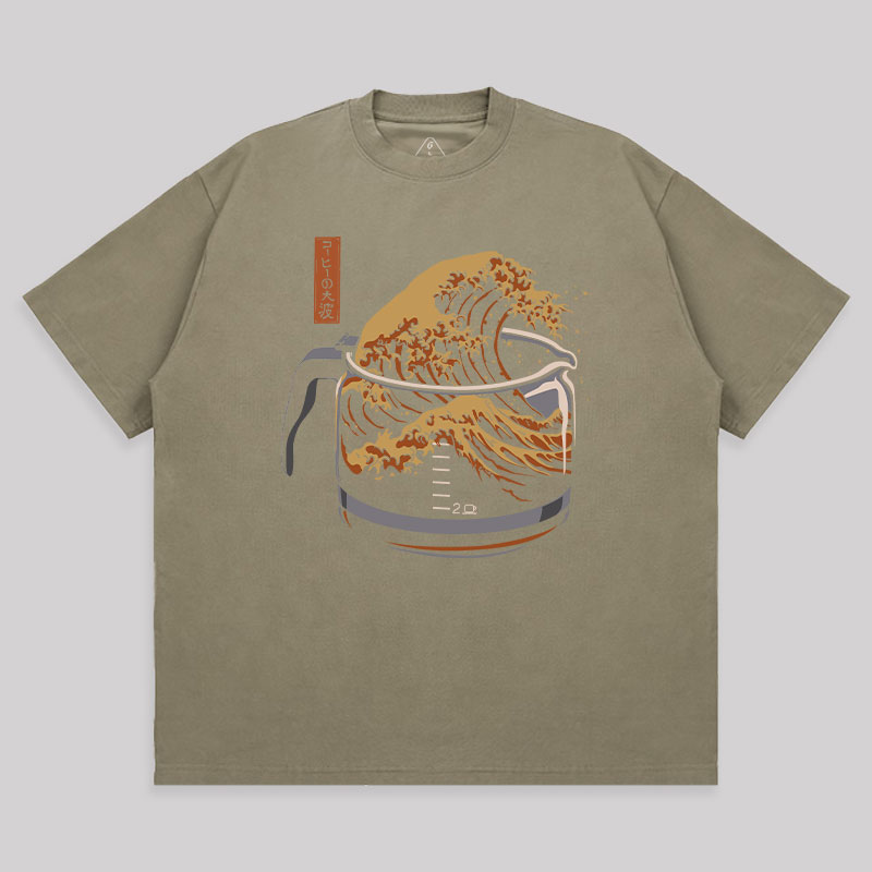 The Great Wave Of Coffee Unisex Oversized T-shirt