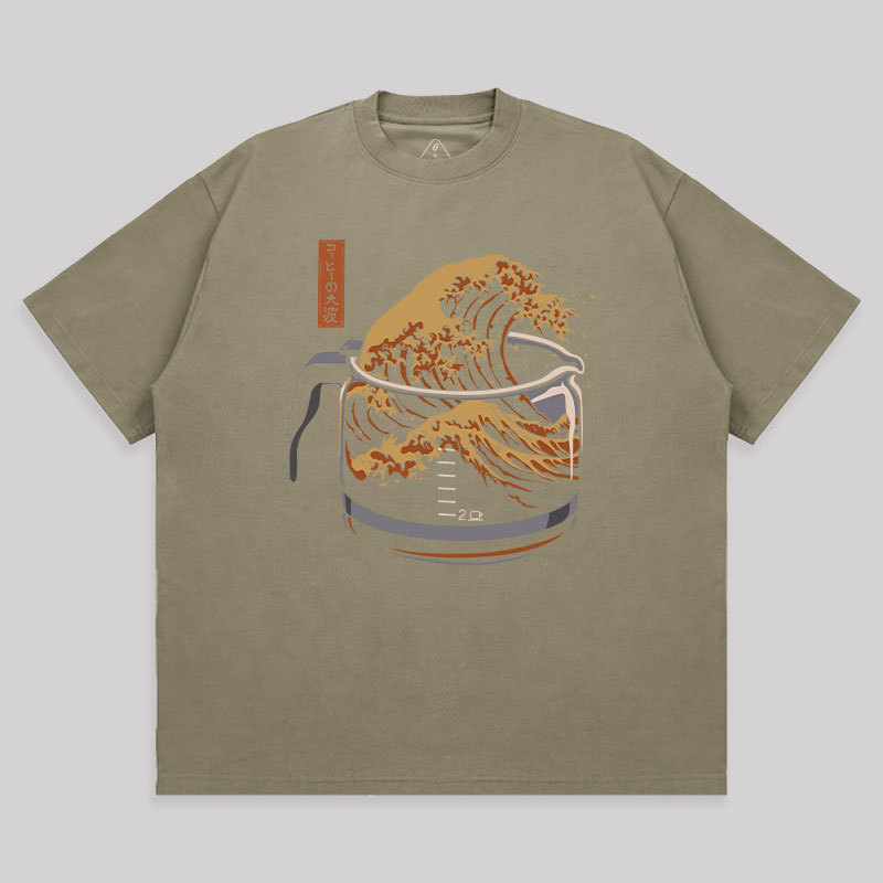 The Great Wave Of Coffee Unisex Oversized T-shirt