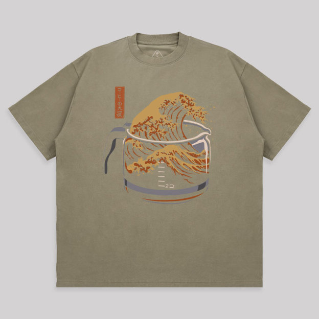 The Great Wave Of Coffee Unisex Oversized T-shirt