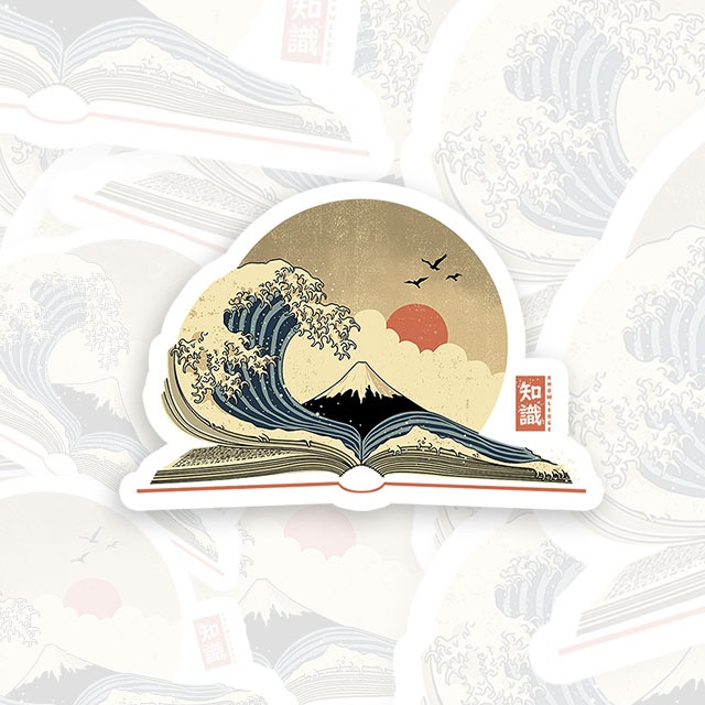 The Great Wave of Knowledge Geek Sticker
