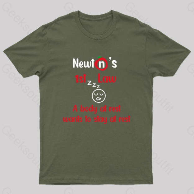 A Body At Rest Wants To Stay Geek T-Shirt Army Green / S