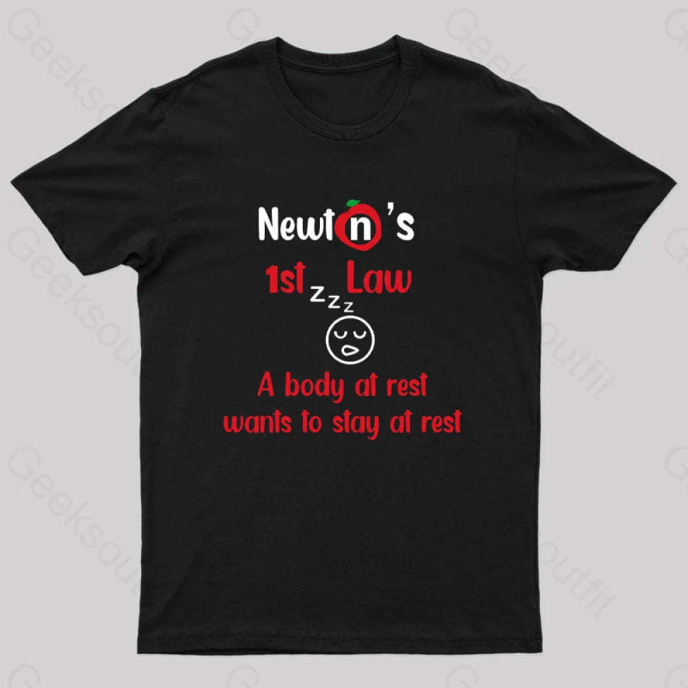 A Body At Rest Wants To Stay Geek T-Shirt Black / S