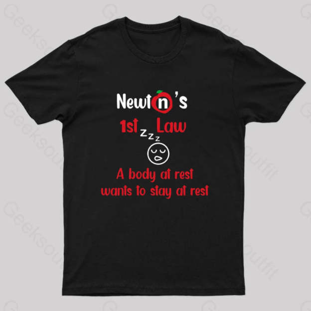 A Body At Rest Wants To Stay Geek T-Shirt Black / S
