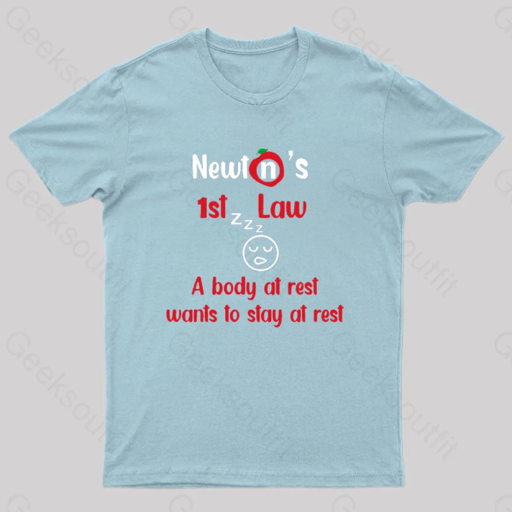 A Body At Rest Wants To Stay Geek T-Shirt Light Blue / S